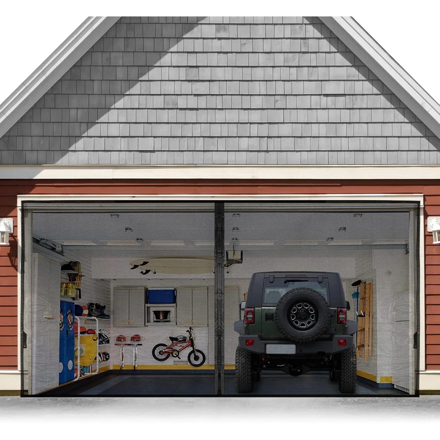 FEGO Magnetic Garage Door Screen, black, 17 x 8 ft