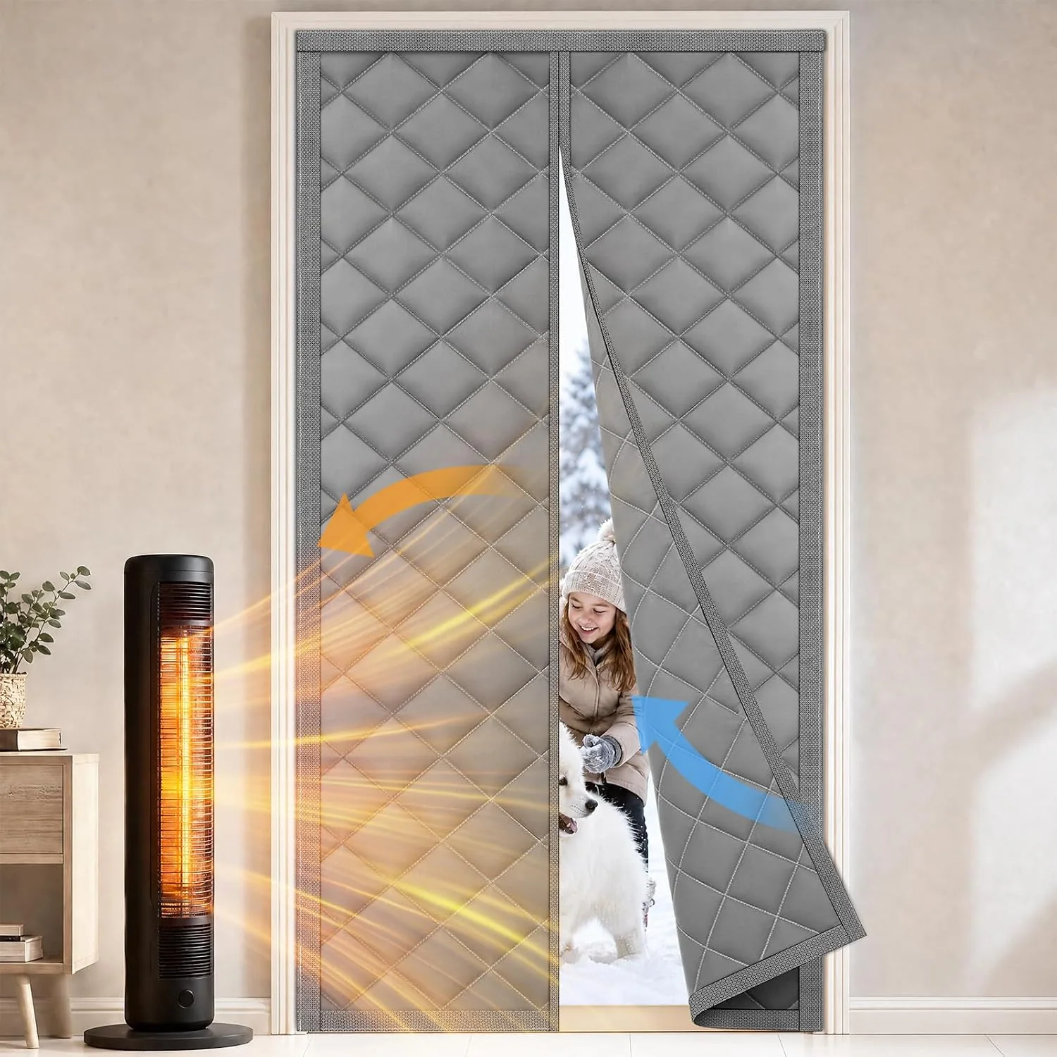 FEGO Thermal Insulated Door Curtain, grey, 32" x 80"