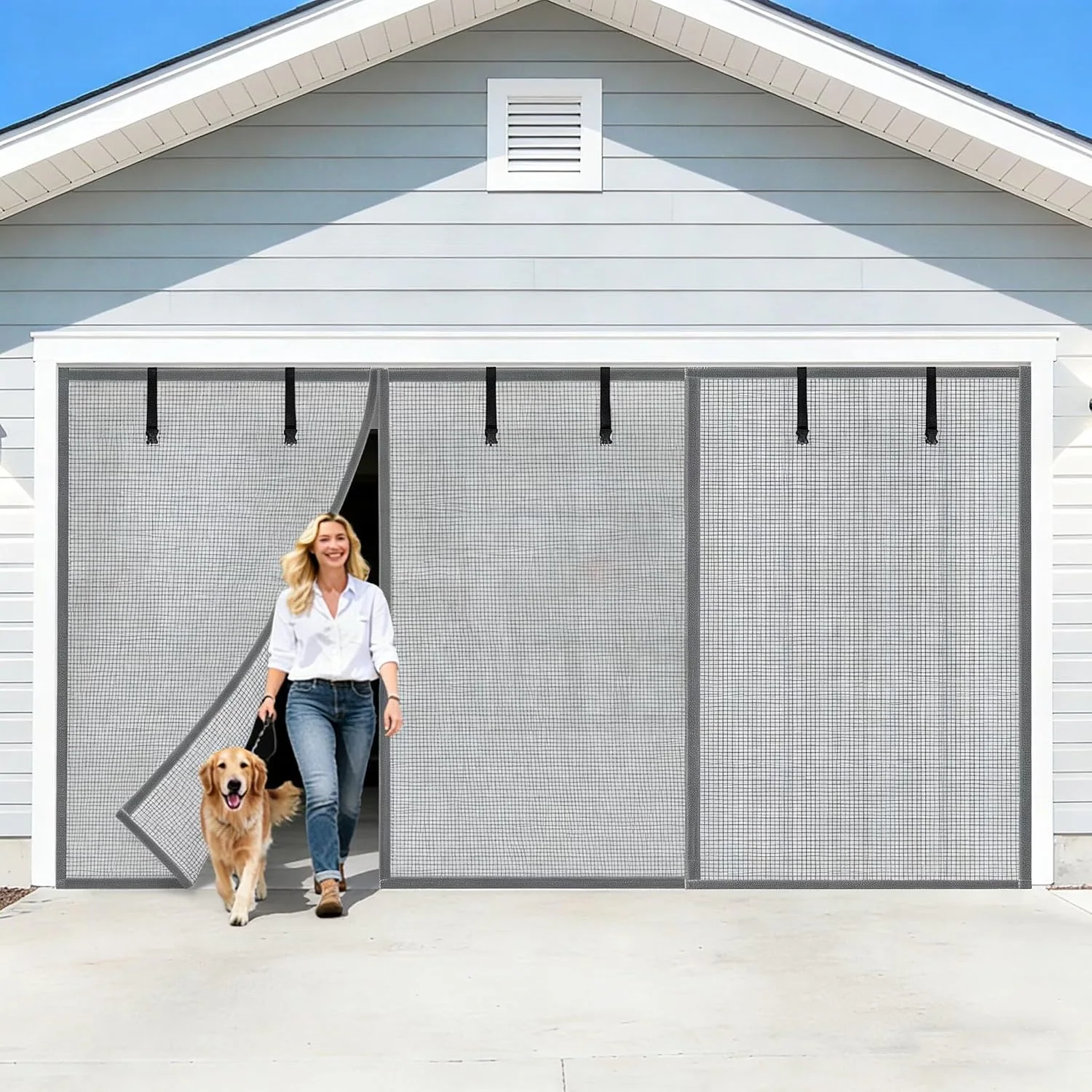 FEGO Privacy Garage Door Screen, silver grey, 16 x 8 ft